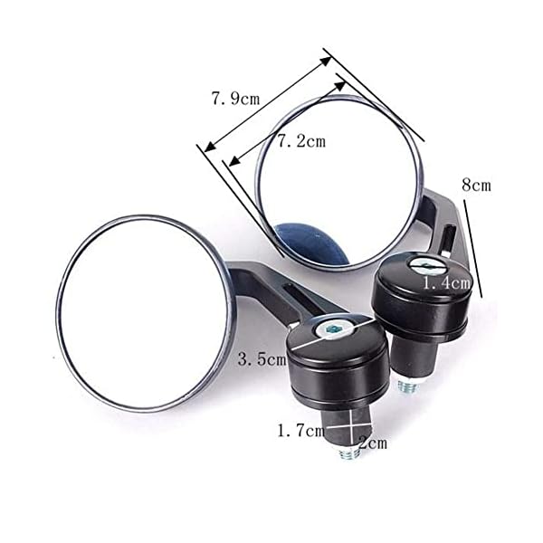 SGTB Bar End Rear View Round Bar Grip Edge Mirror for RE Bullet 350 500 Bajaj Pulsar 150 180 200 Ns Scooty and Bikes- Set of 2