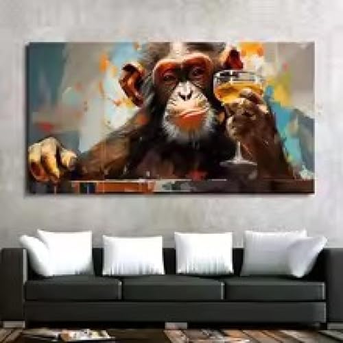 Affiche singes buvant des cocktails pour déco salon moderne