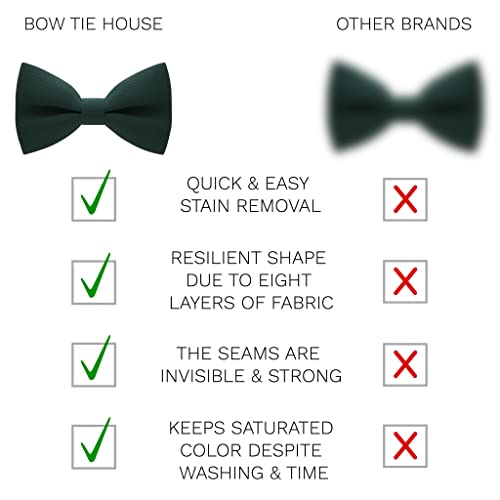 Image of Bow Tie House Mens Bowties Pre-tied Shape Clip on Bowtie Solid Men Formal Wear for kids, baby boys, toddler any age bow ties