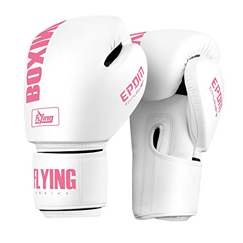 Boxing Gloves for Men and Women Suitable for Boxing Kickboxing Mixed Martial Arts Maui Thai MMA Heavy Bag Fighting Training (White-Pink, 8oz)