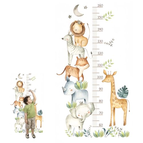Pegatina de Tabla de Altura,60-160 cm Medidor Altura Niños Pared,Animales Gráfica de Altura Pegatinas,Tabla de Altura para Niño,Tabla de Estatura Infantil para Decoración de Habitaciones Infantiles