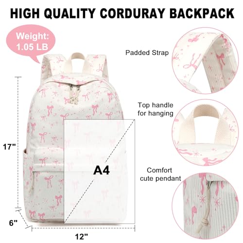 Image of BTOOP School Backpack for Teens Large Corduroy Bookbag Lightweight 15.6 inch Laptop Bag for Girls Women Casual High School College