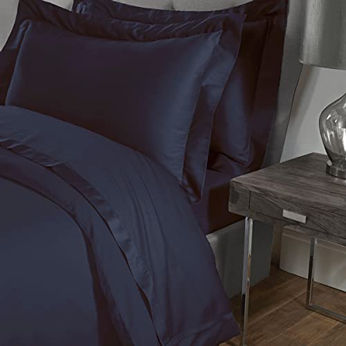 Sleepdown Bettlaken aus 100 % Baumwollsatin, weich und kuschelig, Fadenzahl 300, Luxus-Bettlaken, Bettwäsche, Marineblau, Doppelbett (230 x 254 cm) - Image 3