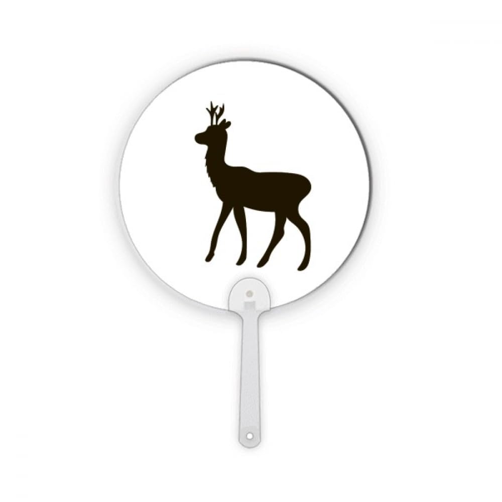 Éventail rond en plastique noir motif cerf pour fraîcheur quotidienne