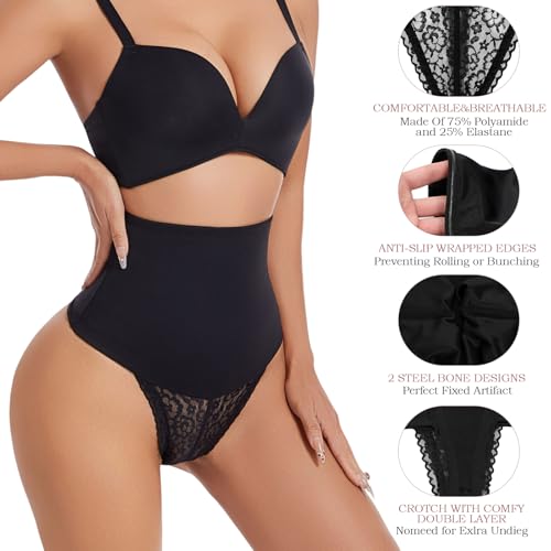 Dulchany Tummy Control Thong Shapewear for Women Seamless Panties Body Shaper Girdle Panty Lace Shaping Underwear2