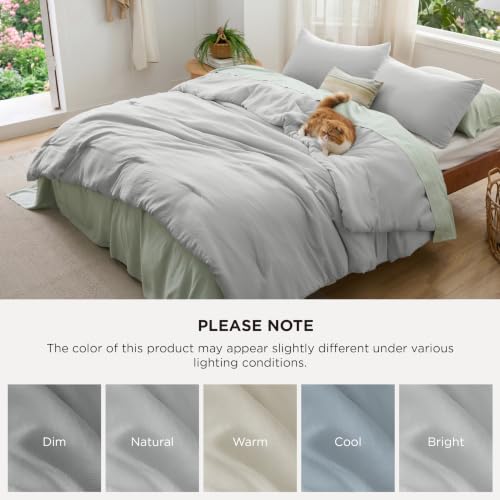 Image of Bedsure Full Comforter Set, Silver Grey Soft Prewashed Bedding for All Seasons, 3 Pieces GentleSoft Bed Set, 1 Lightweight Comforter (82 inchx86 inch) and 2 Pillowcases (20 inchx26 inch)