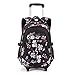 Produktbild THWJSH Kinder Trolley Rucksack, Abnehmbarer Trolley Rucksack 6 Räder Schultaschen Rucksack mit Regenhülle für Schüler und Mädchen (pink)-black