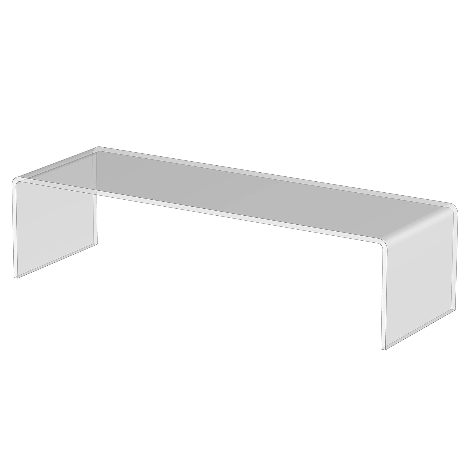 3R W Design Acrylic Display Shelves - Clear Display Plastic Perspex Stands Risers Plinths (6mm-thick-60cm-20cm-15cm)