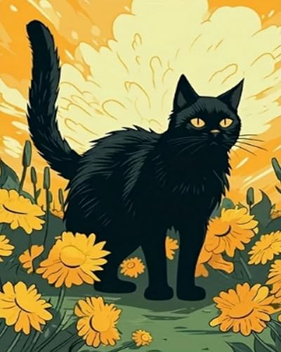 Point de croix kit complet chat fleur pour s'offrir un moment de détente créative
