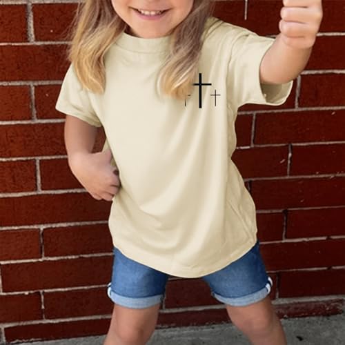Image of Girl's Faith Over Fear Shirt Christian Bible Verse Shirts Cross Graphic Tees for Tween Girls Kid Inspirational Tops