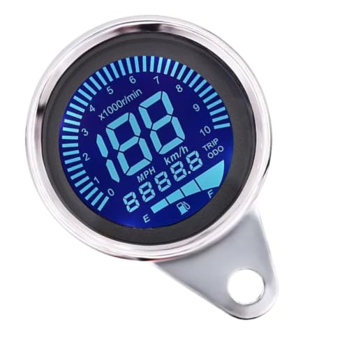 Cabilock Tacómetro Digital Pantalla Lcd de 7 Colores para Motocicleta Odómetro Metálico Compatible 12v, Fácil Lectura Nocturna y Diseño Retro para Motos