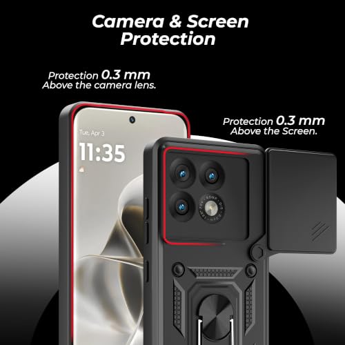 Image of A rtistque Armor Bumper Back Case Cover for Motorola Moto Edge 70 Pro 5G | Ring Holder & Inbuilt Stand | Sliding Camera Cover | Shockproof Protective Design | Moto Edge 70 Pro Back Cover - Black