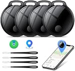 Air Tracker Tags-4 Pack: Smart Bluetooth Tracker, Compatible with Apple Find My APP (iOS Only) Replaceable Battery, IP67 Waterproof, Suitable for Luggage, Wallets, Backpacks, Keys Tracking Tag, Black