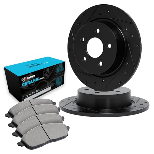 Image of R1 Concepts Rear Brake Kit Fits 2011-2016 Scion tC| Ceramic Brake Pads and Drilled Slotted Brake Rotors| 11.0 inch Rear