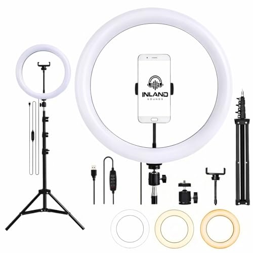 Ring Light 12 Polegadas com Tripé – Iluminador LED com Dimmer – Inland Sounds