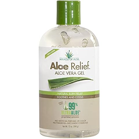 Aloe Relief 99% Pure Aloe Vera Gel, 12 ounce bottle with pump Cover