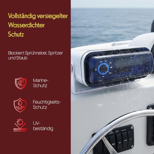 Image of Pyle Durable Universal Marine Stereo Cover - Water Resistant Boat Radio Protector Shield with Flip-up Door & Neoprene Gasket - Compatible with Dual Shaft & DIN Style Stereos - Pyle PLMRCW3