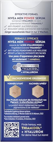 NIVEA MEN Anti-Age 2in1 Power Serum, Gesichtspflege für Männer mit Hyaluron für Anti-Aging-Effekt, Hautpflege mit LUMINOUS630® gegen Alters- und Pigmentflecken (30 ml)