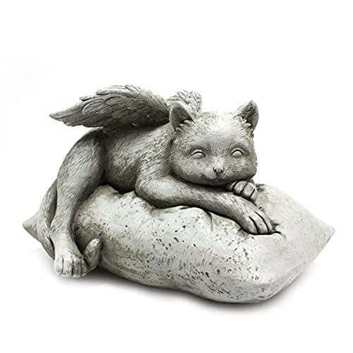 Monumento Ángel Mascota Estatua Gato Perro Lápida sepulcral Piedra Conmemorativa Escultura Dormido Cementerio por Exterior Jardín (Color : Angel Cat, Talla : 20x14x13cm)