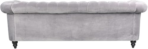 Miniatura 68 de Sofá Chesterfield de terciopelo, sofá tapizado clásico capitoné, moderno de 3 plazas, muebles largos con respaldo copetudo para sala de estar y
