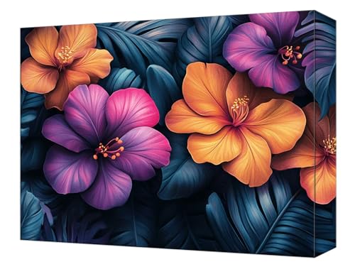 数字油絵 植物 花 ペイントバイナンバーキット キャンバスに 初心者向け (フレームレス) 3本の絵筆付き 抗?帆布 DIY アクリル 子供 Paint by Numbers キット 大人用クラフト 簡単ペイント ?公室 ホームウォールデコレーション ギフ