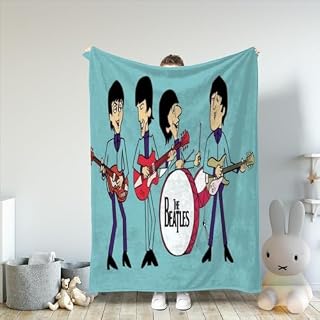 Couverture en Flanelle Imprimée en 3D The Beatles Couverture Polaire Automne et Hiver Couverture Confortable Moelleuse Douce et Chaude Couvertures en Peluche Canapé-Lit Couverture de Canapé 100x130cm - Les Beatles, Paul McCartney, John Lennon, RIngo Starr, George Harrison