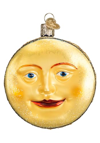 Old World Christmas Man in The Moon Glass Blown Ornament for Christmas Tree, Handcrafted Holiday Decoration, Outer Space Collection