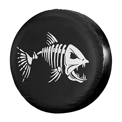 Image of Bones Fish Spare Tire Cover Dust-Proof Wheel Tire Cover Fit Trailer, RV, SUV and Many Vehicle 14 Inch