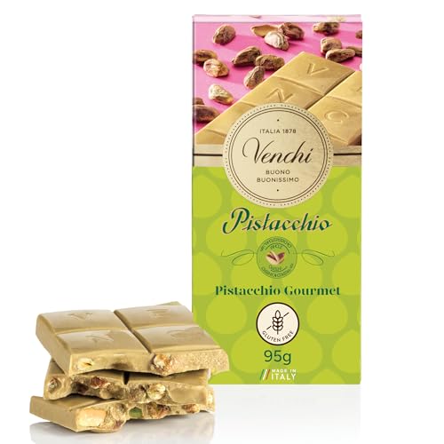 Venchi - Tableta de Chocolate con Pistacho Gourmet - Chocolate Blanco y Crema de Pistacho, 100 g - Sin Gluten