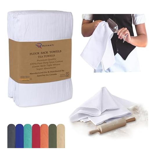 RUVANTI 12 Pack Extra Large Flour Sack Dish Towels (28" X 28") Highly Absorbent Tea Towels/Kitchen Towels - 100% Cotton Multi-Purpose Towels for Embroidery. Cleaning Cloth/Dish Towels/Bar Towels.