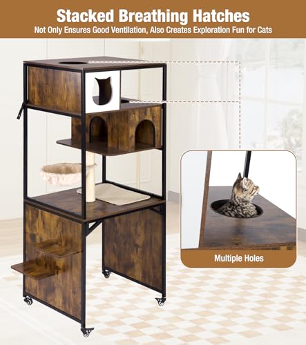 Torre para Gatos con Cajón para Arena y Rascador miniatura 5