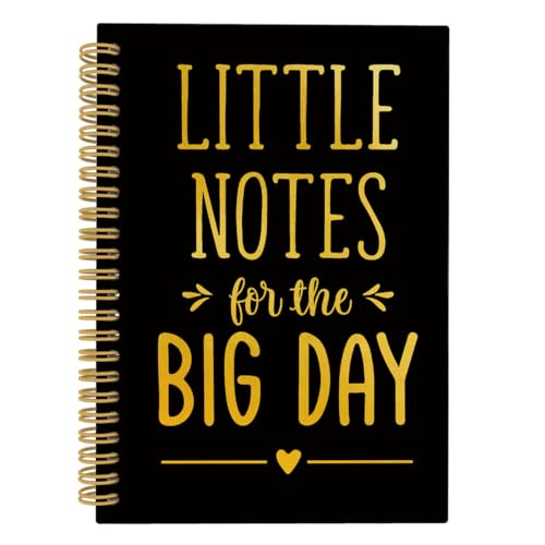 ANIANG Wedding Spiral Notebook, Wedding Journal, Engagement Bride Gifts, Wedding Planning 5.5"x8.3" 164pages Lined Notebooks, Little Notes for The Big Day Black and Gold Notebook for Wedding