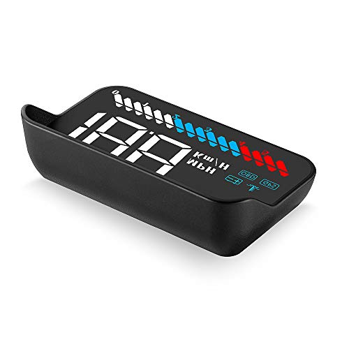 M7 Auto Head-Up-Display (HUD) 3.5\ OBD2+GPS Dualsystem - Digitaler Tachometer & Geschwindigkeitsmesser (km/h) mit Übergeschwindigkeits- & Temperaturalarm - Weiße Display-Schrift, Sonnenlichtsichtbar