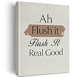 Toilet Humour Print Ah Flush It Paintings Canvas Wall Art Funny Bathroom Poster Canvas Artwork Ready to Hang Home Bathroom Decor