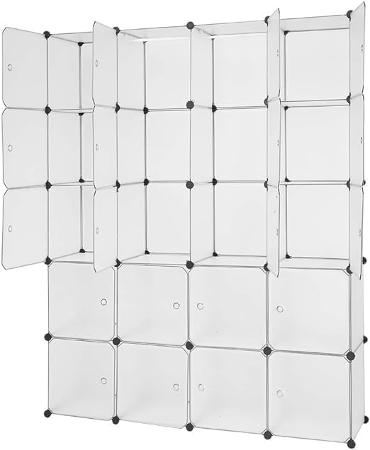 Miniatura 4 de Organizador de almacenamiento de 20 cubos con puertas extraíbles, estante para libros para sala de estar, armario, organizador de ropa,