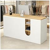 ·[CONSTRUCTION DURABLE À HAUTE DENSITÉ DE COMPRESSION] : Ce comptoir d'accueil est fabriqué à partir de panneaux à haute densité grâce à une compression à haute densité, ce qui lui confère une robustesse exceptionnelle. Comptoir de réception avec matériaux épaissis de 1,6 cm, capacité de charge de 150 kg, offrant un environnement de travail sûr. La surface durable, résistante aux rayures et à l'eau garantit un aspect impeccable et durable.