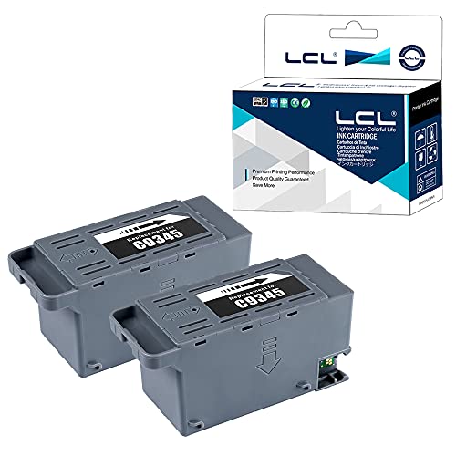 LCL C9345 C12C934591 Caja de mantenimiento de tinta (2 paquete,negro) Reemplazo para Epson ET-5880 ET-5850 ET-5800 ET-16650 ET-16600 ET-16150 Mono ET-M16600 WF-7830DTWF Pro WF-7840DTWF SC-8000 WF-7820 Cover