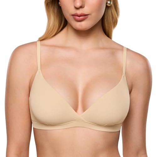Image of INLYRIC Women's Inbarely Triangle Bralette Comfortable Unlined V Neck Wireless Smoothing Bra Top Stretch