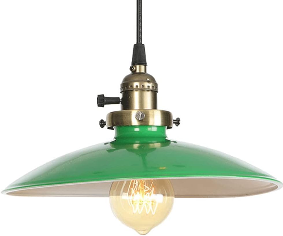 Lámpara colgante de disco verde en hierro forjado retro de estilo simple rural