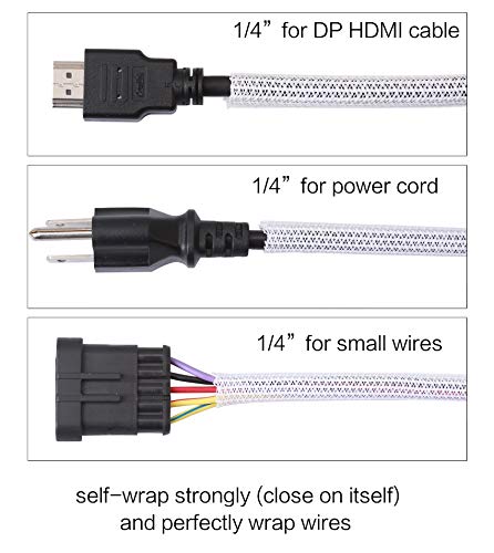 image for Alex Tech 25ft - 1/4 inch Cord Protector Wire Loom Tubing Cable Sleeve