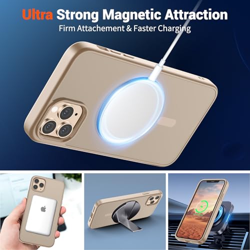 Image of SUPFINE Magnetic for iPhone 11 Pro Max Case Desert Gold | (Compatible with MagSafe)(Military Grade Drop Protection)Shockproof Translucent Matte Phone Cover