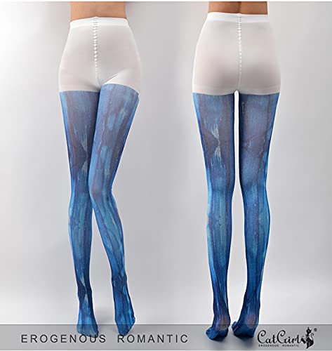 Image of Sahabowi Women Tights, Sheer High Waist Pantyhose, Vintage Control Top Stockings, Siwa opaque print1