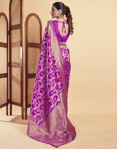 Image of SIRIL Women's Banarasi Silk Saree | Kanjivaram Silk Saree With Unstitched Blouse Piece