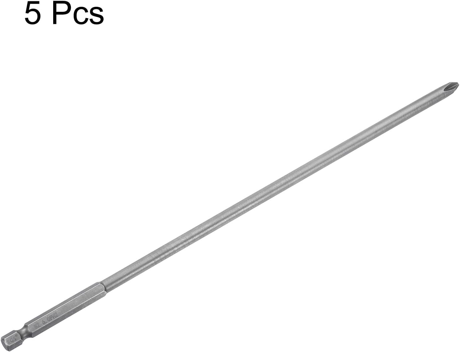 HARFINGTON 5pcs #2 Phillips Screwdriver Bit PH2 1/4" Hex Shank 10" (250mm) Long Magnetic S2 Steel Industrial Grade Screw Driver Bit Cross Head Electric Drill Bits 0.236" (6mm) Rod