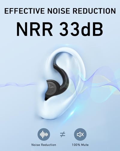 Ear Plugs for Sleeping - NRR33dB Noise Reduction Earplugs for Sleep?Snoring Blocking, Travel?Ideal for Side Sleepers?2 Pairs of Soft Reusable Washable Silicone Ear Plugs for Sleep?Black