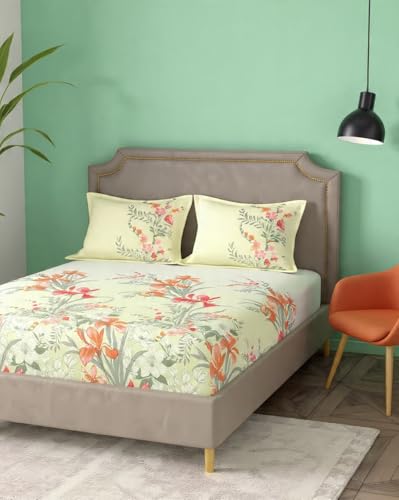 Image of Portico New York Super King Size Flat Bedsheet with 2 Pillow Covers Facets (Multicolor 6)