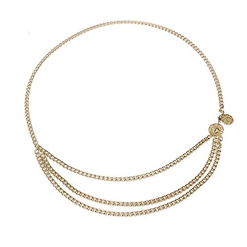 Women's Chain Waist Belt Multi-Layer with Flower Pendant Metal Dance Accessories3