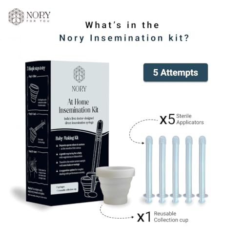 Image of Nory At Home Self Insemination IVI Kit for Women, Designed By Fertility Doctor, Get Pregnant Naturally, Pack of 5 Syringes and1 Reusable Collection Cup with Instruction Manual