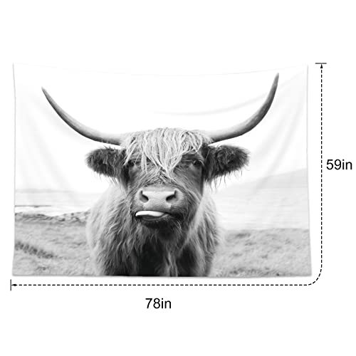 Ambzek Fabric Wall Art Cow Tapestry 59Hx78W Inch Bull Wall Decor Western Farmhouse Farm Country Rustic Cattle Animal Wildlife Funny Cute Art Modern Wall Hanging Bedroom Living Room Dorm Decor Fabric #TOP3