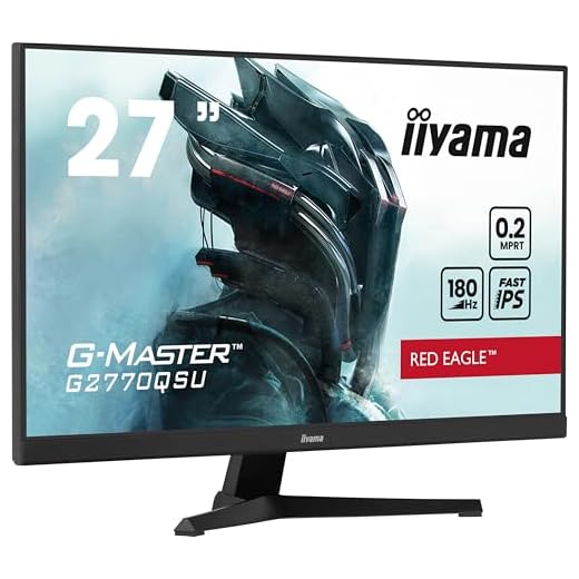 iiyama G-Master Red Eagle G2770QSU-B6 68,5 cm 27" Fast IPS LED Gaming Monitor WQHD HDMI DP USB3.2 0,2ms 180Hz Adaptive Sync schwarz